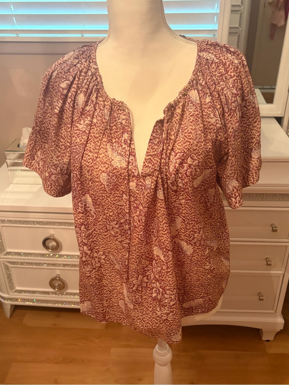 NWT Ulla Johnson Sena Flutter Sleeve Cotton Blend Floral Print Blouse Size 6